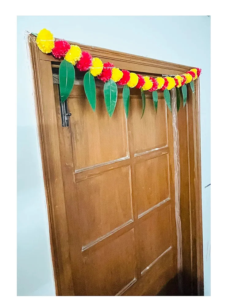 SPHINX Artificial Marigold &Mango Leaves Simple Door-Window toran/Door hangings/Festive Decorations - Approx.100 cms/40 Inches/3.33 Ft. - 