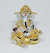 Gold and Silver Plated gaddi Ganesha Idol Ganpati Bappa Murti for Home Decor