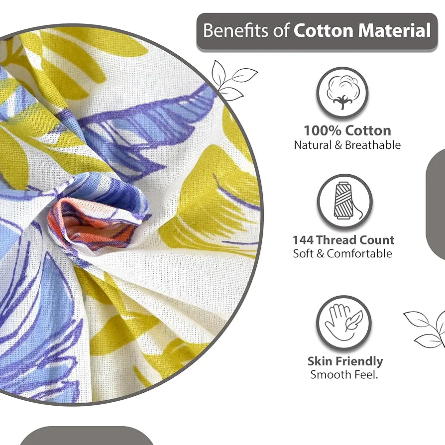 Divine Casa 144 TC Cotton Double Bedsheet with 2 Pillow Covers | Soft, Durable & Skin-Friendly Fabric for All-Season Use | 254 x 222 CM | Tropical Breeze | Lavender Gold | Bedroom Decor Upgrade
