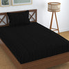 Homefab India 160 TC Stripe Glace Cotton Single BedSheet with 1 Pillow Cover Black