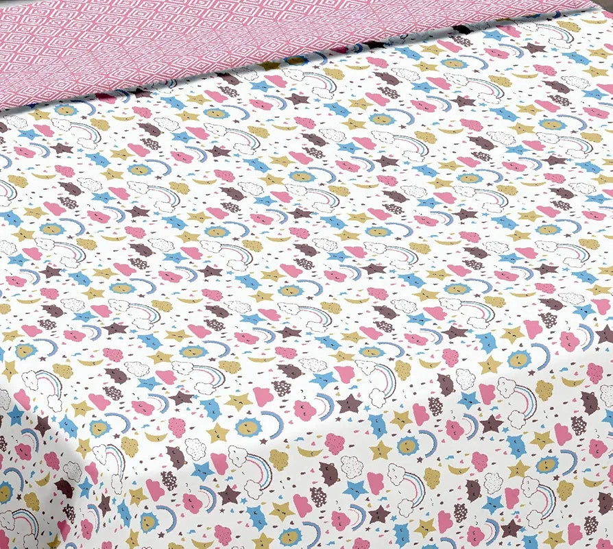 Trance Home Linen 150 GSM Pure Cotton Reversible Dohar Single Bed Size | Ac Blanket Comforter | Soft Light-Weight Bed Blanket 