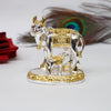 Gold Art India Kamdhenu Cow with Calf Idol Gold Silver Plated 3.3