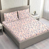 Layers Marigold Cotton Bedsheet Set for All Seasons Lightweight 144 TC King Size Pink Floral Oasis
