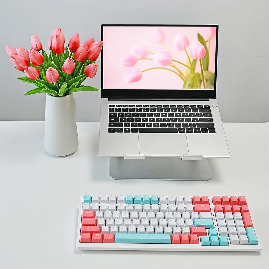 Mandy's Artificial Tulips 20 Stems Coral PU Faux Flowers for Wedding Home Decor 13.5 Inch