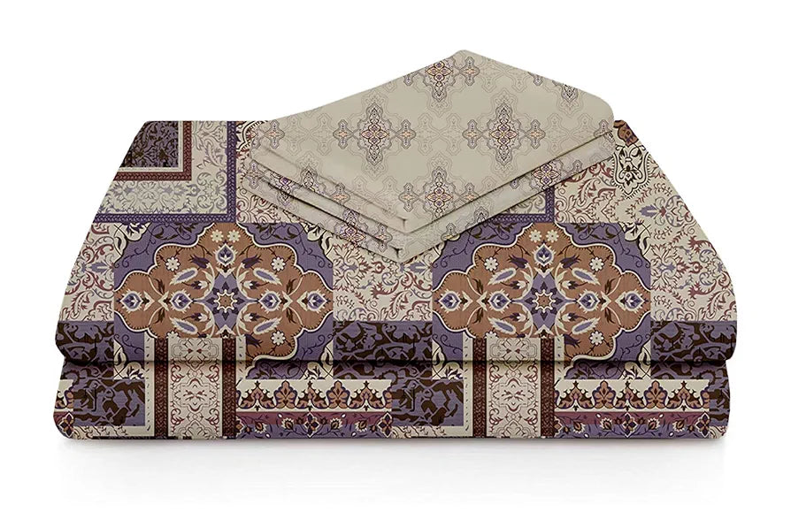 FRESH FROM LOOM Microfiber Cotton Bedsheet King Size | 240 TC King Size Soft Bed Cover with 2 Pillow Cover | Hypoallergenic Bedsheet for Double Bed | Anti Fade and Printed 