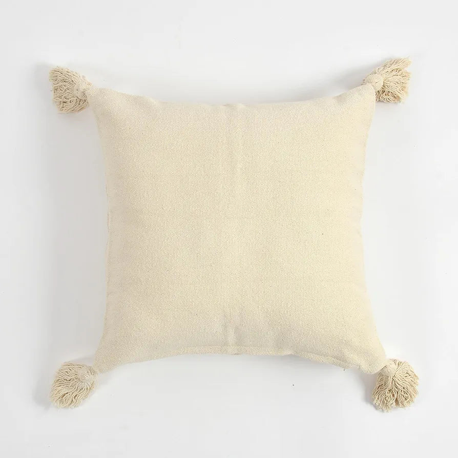 SASHAA WORLD 100% Cotton Cushion Covers with Tassels/Decorative Throw Pillow Set of 2 
