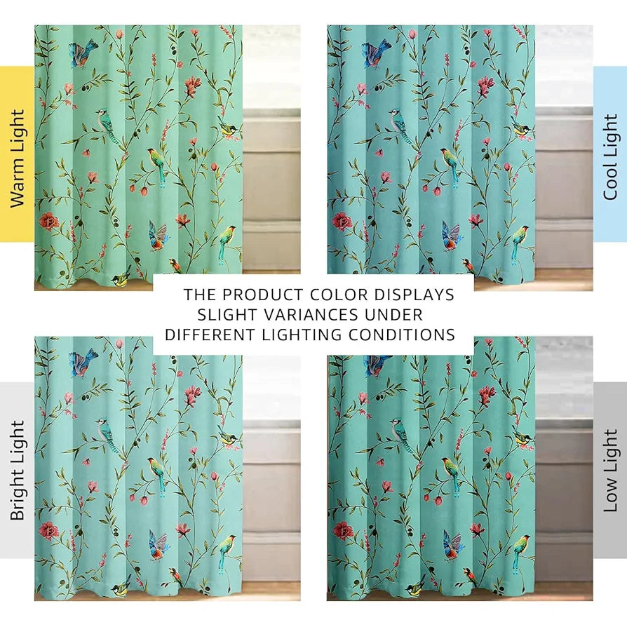 Cloth Fusion 100% Blackout Printed Premium Window Curtains 5 Feet Long Set of 2, Noise Reducing Blackout Curtains 5 Feet for Window with Grommet for Home Decor 