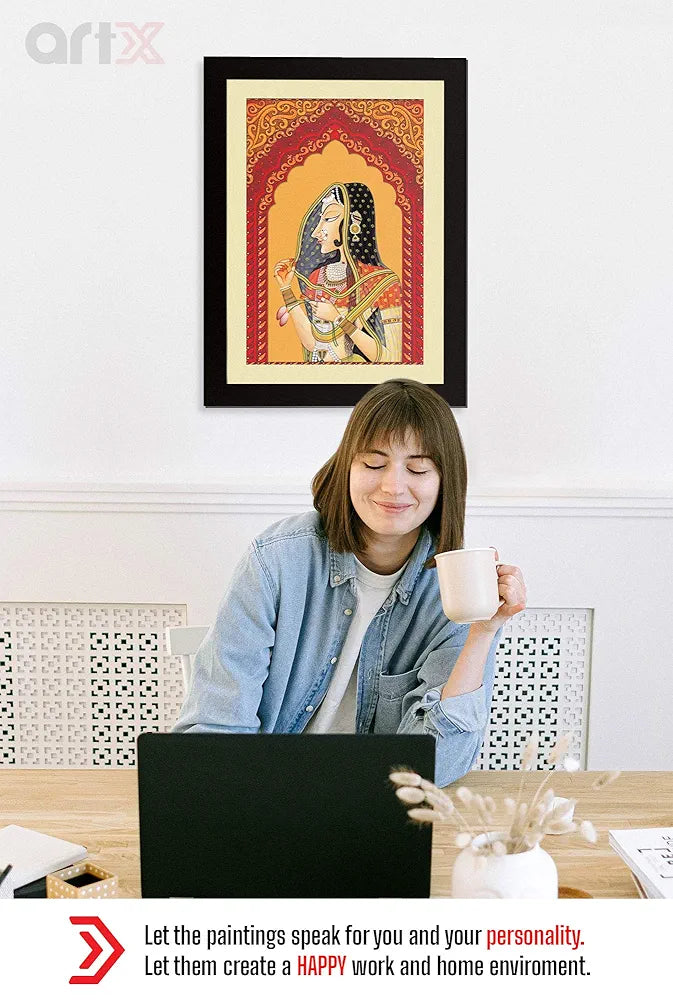 ArtX Paper Premium Rajasthani Bani Thani Wall Art, Multicolor, Traditional, 18X24 in