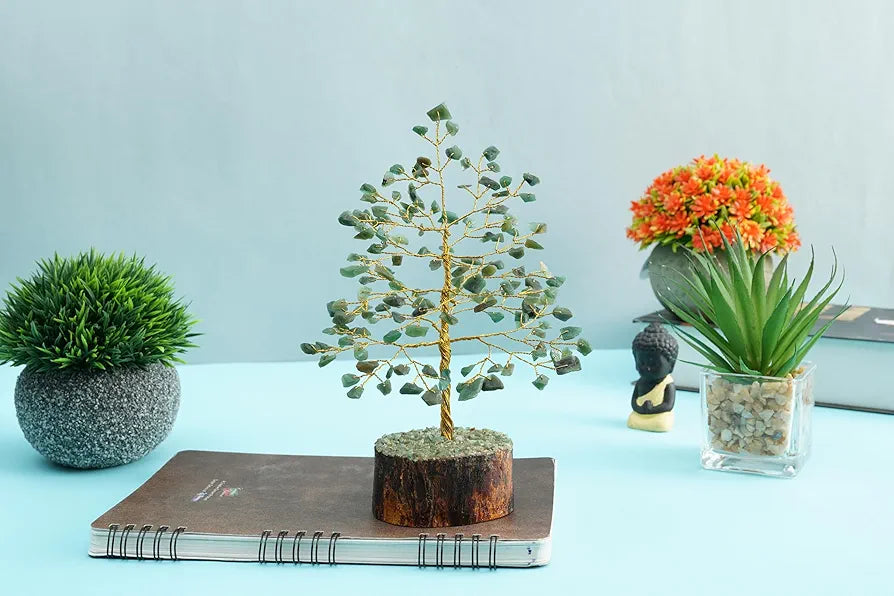 green aventurine money tree Crocon Green Aventurine Gemstone Money Tree Feng Shui Bonsai Golden Wi