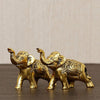 Ecraftindia Set of 2 Golden Metal Elephant Statues for Good Luck | Animal Figurines Decorative Elephant Showpieces