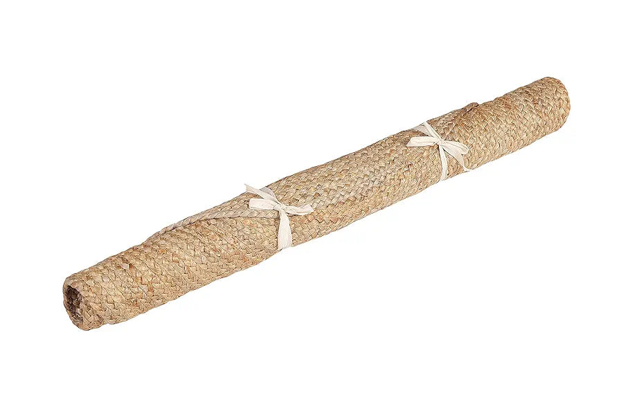 SASHAA WORLD Jute Rugs Handcrafted,Woven & Reversible Design Jute & Cotton Braided Round Carpet Door Mats,Natural 
