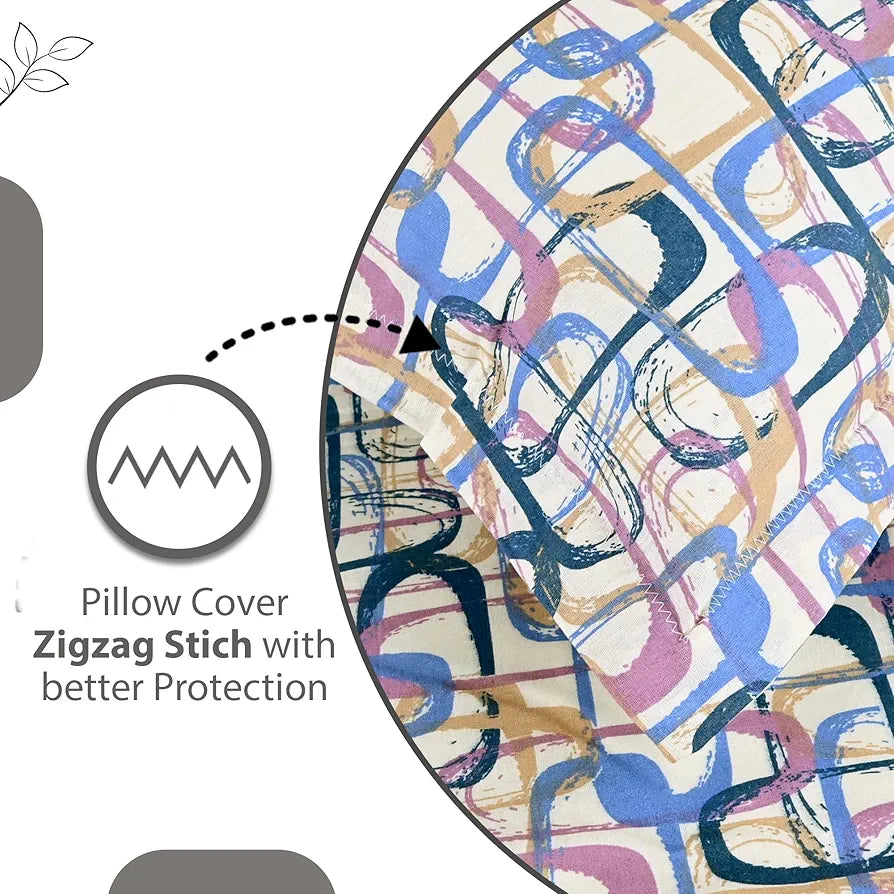 Divine Casa 144 TC Pure Cotton Double Bed Bedsheet with 2 Pillow Covers | Smooth & Comfortable for Daily Use | All-Weather Coziness & Bedroom Style | Size 222 x 254 CM | Abstract Weave | Peach Blue