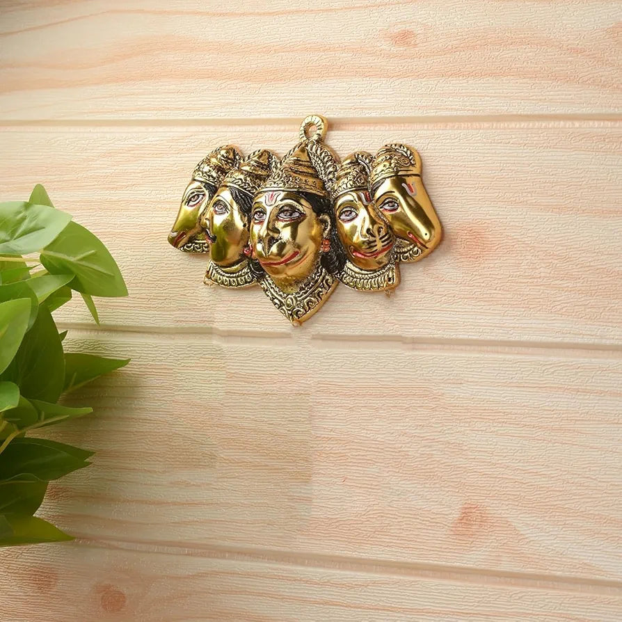 CHHARIYA CRAFTS Metal Panchmukhi Hanuman ji Murti Bajrangbali Idol Wall Door Entrance Statue for Home Decor Gift Item Protection from Evil Eye Decorative Showpiece - 10 cm?