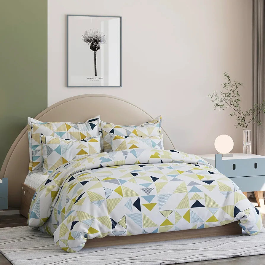 THE HOME STYLE Cotton Feel Glace Cotton Elastic Fitted Printed Double Bed King Size Bedsheet with 2 Pillow Cover 