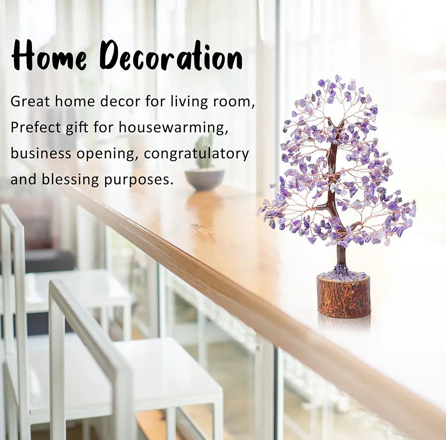 BEZAVO Amethyst Healing Crystal Tree | Artificial Home Decoration for Positive Energy & Spiritual Protection | Thoughtful Gift for Men & Women – Housewarming & Wedding Present 