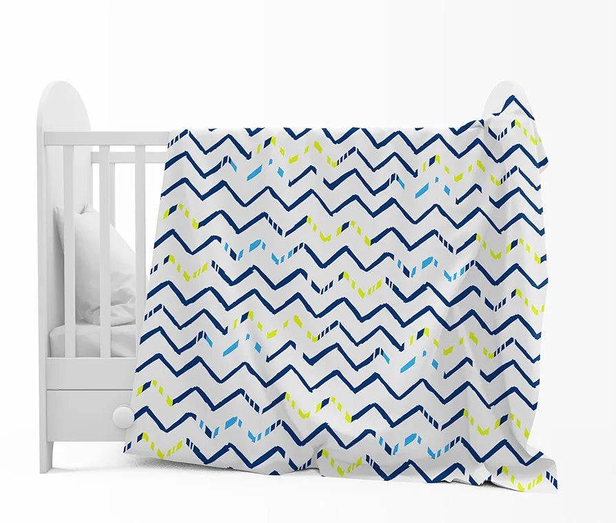 Divine Casa 120 GSM Microfiber Single Kids Dohar  | Soft & Lightweight Throw Blanket | Cozy & Breathable | All-Season Comfort | 140 x 100 CM | Zig-Zag Pattern | Blueprint
