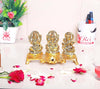 KridayKraft Laxmi Ganesh Saraswati Metal Idol Decorative Platter with Diya Gold