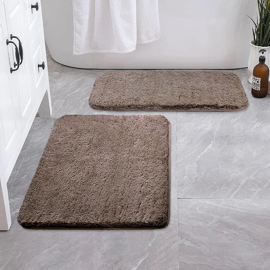 LUXE HOME INTERNATIONAL Bath Mat Super Soft Ultra Absorbent Rectangular Mat Microfibre 3200 GSM Door Mat For HOME/Kitchen/Bathroom/Bedroom/Kid'S Room Floor Mat  Pack Of 2, Brown