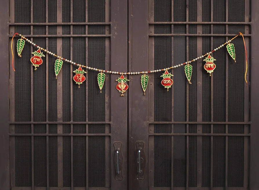 Collectible India Ganesha Shubh Labh Metal Toran for diwali / Toran for door latest Fancy / toran for pooja room Mandir / Main Door room / Ethnic Bandarwal Shubh Labh Wall Hangings - Diwali Decoration Items for Home - Decorative Ganesha Wall Hanging Religious .