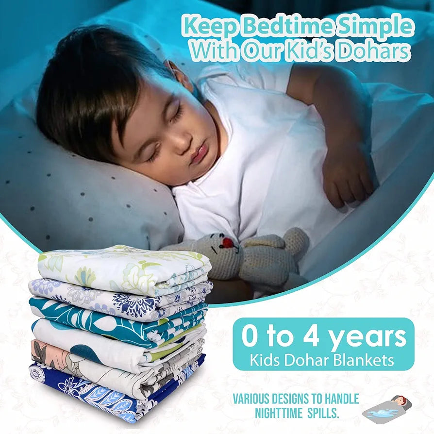 Divine Casa 120 TC 100% Cotton Toddler Baby Blanket | Skin-Friendly Swaddle Dohar for 0-4 Years | Lightweight & Cozy | 140 x 100 cm - Grey, Blue, and Black