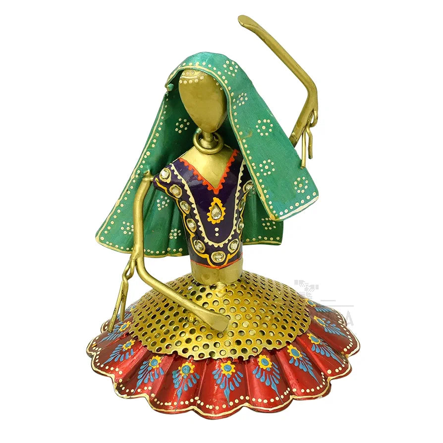 Kraftskala Set of 3 Kalbeliya Dancers Metal Decor Items for Living Room Showcase, Bedroom, Tabletop Decor, Traditional Rajasthani Dancers Decorative Showpieces 