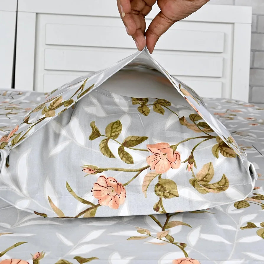 Divine Casa 200 TC 100% Cotton King Size Bedsheet | 270 x 270 cm | Premium Soft Fabric | Elegant Design for Modern Bedroom Decor | Includes 2 Pillow Covers