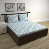 Divine Casa Floret 100% Cotton Double Fitted Bedsheet 144 TC Colour Water Orchid