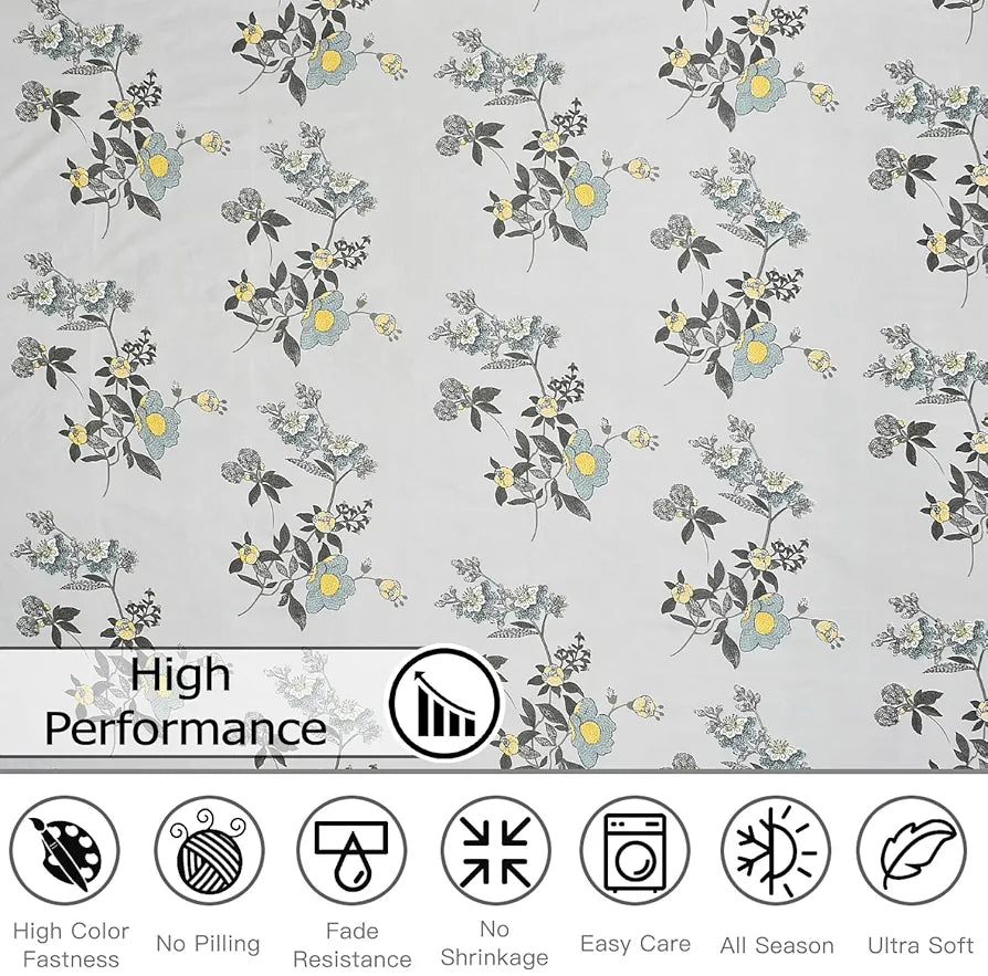 FRESH FROM LOOM Floral XXL Microfiber Soft Cotton King Size Bedsheet for Double Bed |240 TC Hypoallergenic Soft Bed Sheet with 2 Pillow Cover | Anti Fade Printed Bed Cover 