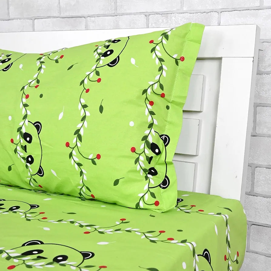 Divine Casa 144 TC 100% Cotton Single Bedsheet with 1 Pillow Cover | Skin-Friendly Fabric for Everyday Comfort | 223 X 145 CM | Abstract Pattern | Ice Green