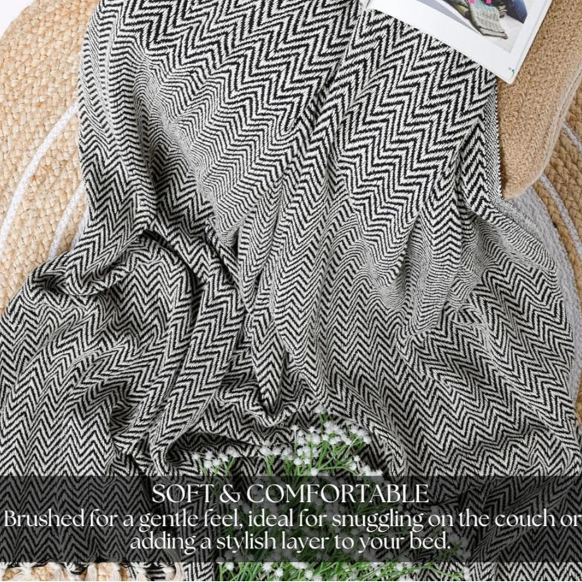 HOMADORN All Season Cotton Weaved Throw Blanket for Bed/Sofa 50x70 INCHES 