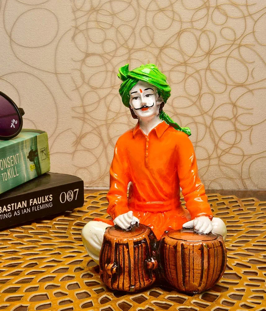Karigaari - Ideas Hand Crafted Polyresin Orange Eco Friendly Rajasthani Idol Figurine