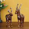 Ecraftindia Set of 2 Brown and Silver Metal Deer Statues Animal Figurines