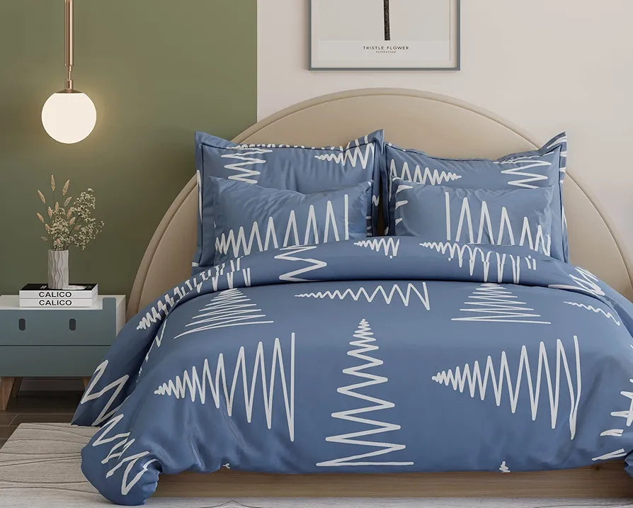 THE HOME STYLE Supersoft Cotton King Size Printed Flat Double Bedsheet wih 2 Pillow Cover II 400 TC, 90