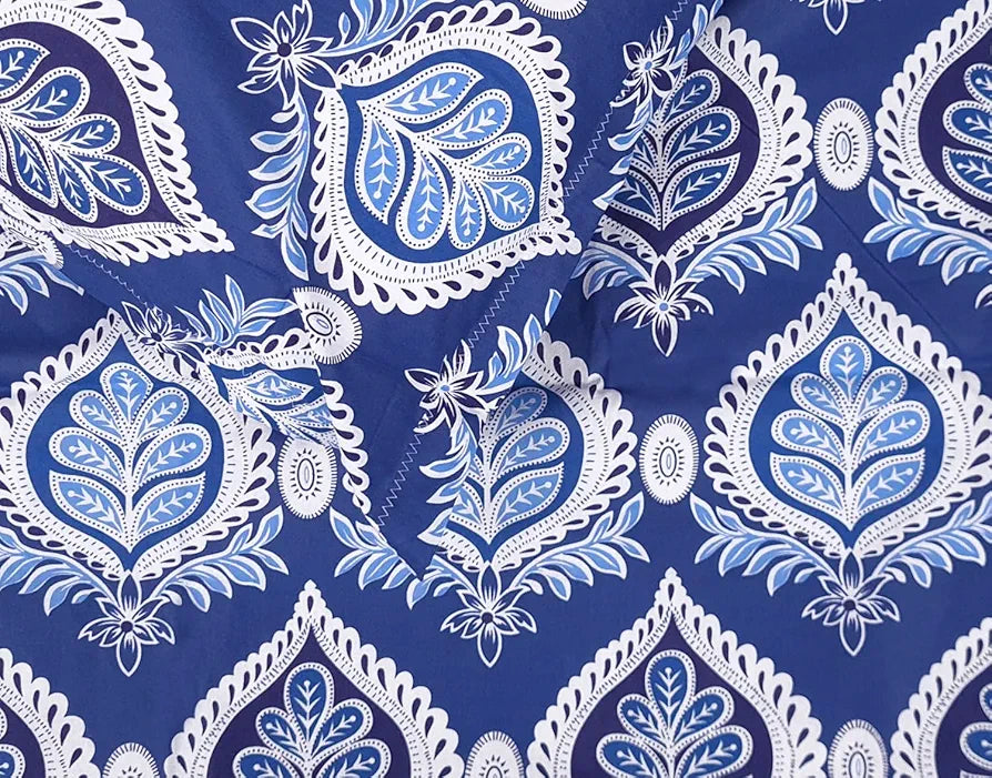 Divine Casa 144 TC 100% Cotton Double Bedsheet with 2 Pillow Covers | Skin-Friendly Fabric for Everyday Comfort | 254 X 222 CM | Floral Pattern | Dazzling Blue