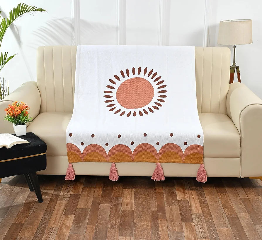 SASHAA WORLD Printed Cotton Throw | Ideal for Your Home, Living Room, Sofa, Chair, Picnic & Used for Gift | 100X125 cm