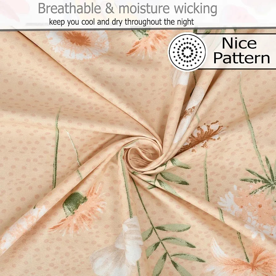 FRESH FROM LOOM Microfiber Soft Cotton Bedsheet for Single Bed 1 Pillow Cover | 200 TC Single Bed Soft Bed Sheet |Hypoallergenic Anti Fade Printed Bed Cover ,Multicolor