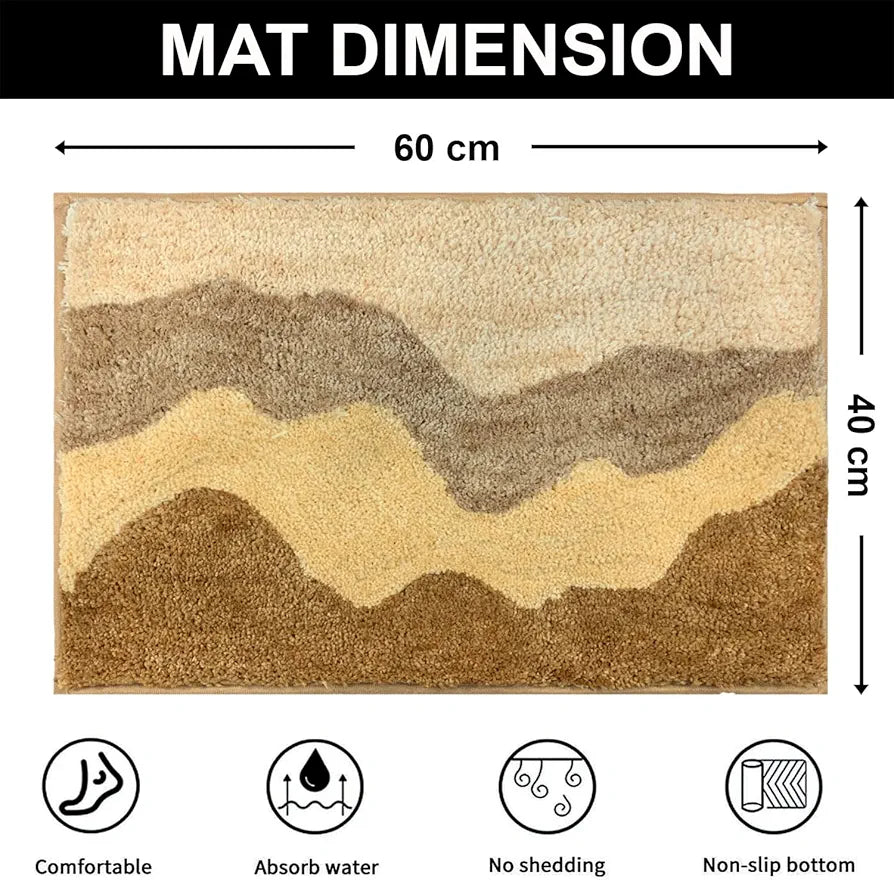 LUXE HOME INTERNATIONAL Ruffle Bath Mat Rabbit Fur 1000 GSM Bathroom Door Rectangular Foot Mats Anti Skid Water Absorbent Easy Machine Washable Rug for Entrance|Kitchen Floor|40X60 Cm|White|Pack of 1