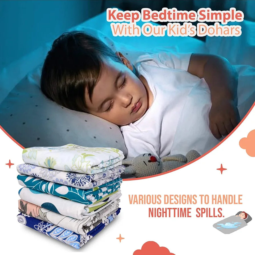 Divine Casa Floret 100% Cotton Single Kids Dohar | 120 GSM | Soft & Lightweight Throw Blanket | Cozy & Breathable Bedding | All-Season Comfort | 140 x 100 CM, Red Orange