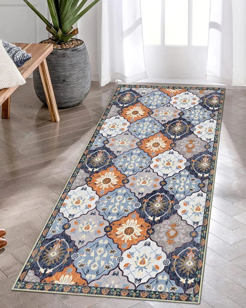ishro home Velvet Premium Modern Runner Rug for Bedroom, Kitchen | Anti-Skid and Machine Washable | 