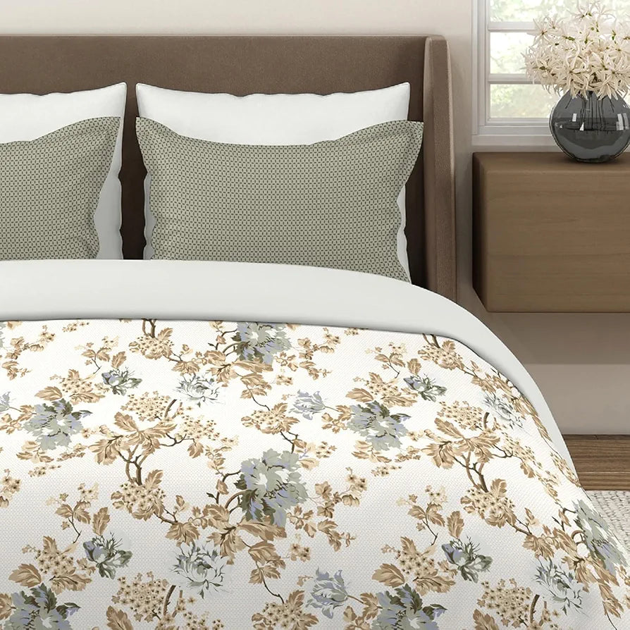 Layers Illuminating Homes 100% Cotton Bedsheet Set for All Seasons - Lightweight, Moisture Absorbent, Machine Washable & Easy to Care - 144 TC - Queen Size 