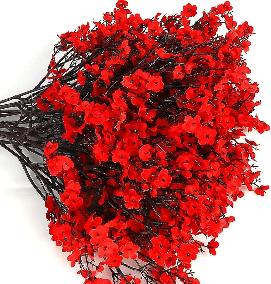 TIED RIBBONS Silk Pack of 5 Artificial Baby Breath Gypsophila Flowers Bunches for Vase Pot  Home Décor Living Room Side Table, Diwali Decoration Items for Home, Diwali Gifts 