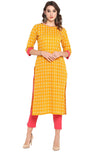 Janasya Women's Yellow Pure Cotton Straight Kurta with Pant - 3XL