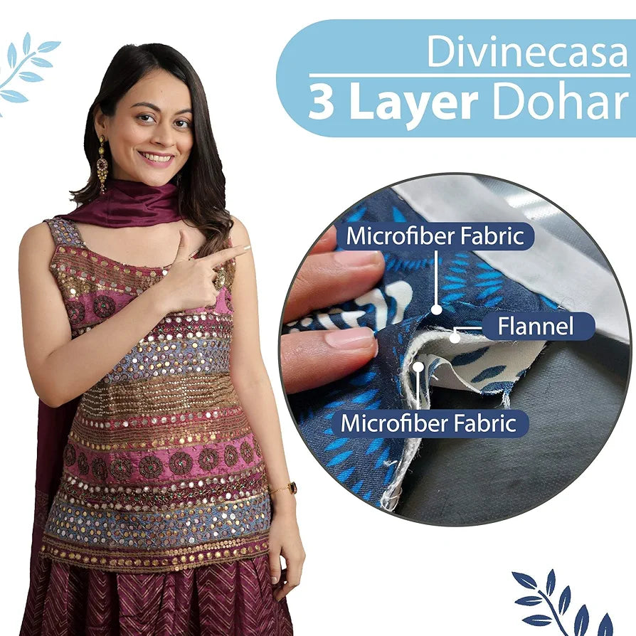 Divine Casa 120 GSM Microfiber Double Dohar | Soft & Lightweight Throw Blanket | Cozy & Breathable | All-Season Comfort | 220 x 205 CM | Hexagonal Pattern | Legion Blue