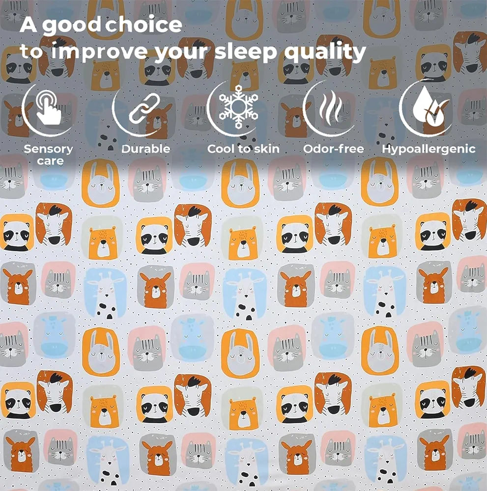 FRESH FROM LOOM Glace Cotton 300 tc Wrinkle Free Soft Hypoallergenic Elastic Fitted Cartoon Printed|Bedsheet For Boys & Girls Room |Cream/Panda), Smallsingle