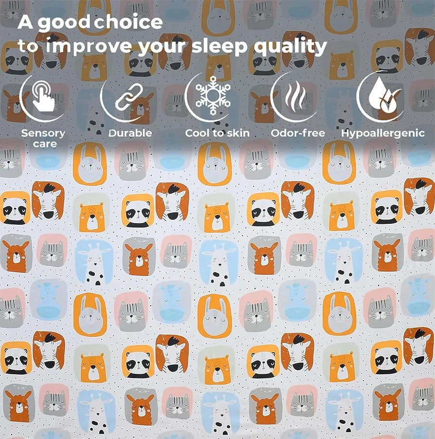 FRESH FROM LOOM Glace Cotton Wrinkle Free Soft Hypoallergenic Bed Sheet|Cartoon Printed|Single Bedsheet Kids Bedsheet For Boys & Girls Room With One Pillow Cover , 144 tc