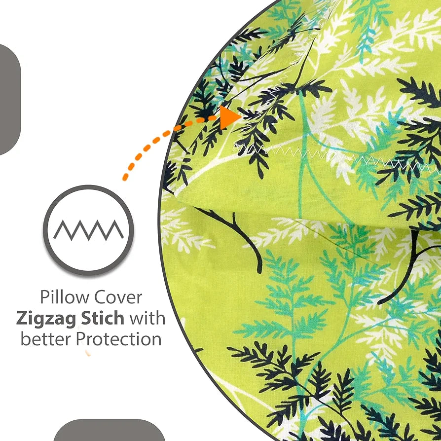 Divine Casa 144 TC 100% Cotton Double Bedsheet with 2 Pillow Covers | Skin-Friendly Fabric for Everyday Comfort | 254 X 222 CM | Floral Pattern | Lime Breeze