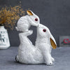 Ecraftindia Gold and White Rabbit Statue With Bunny Animal Figurines Decorative Showpiece for Home Decor