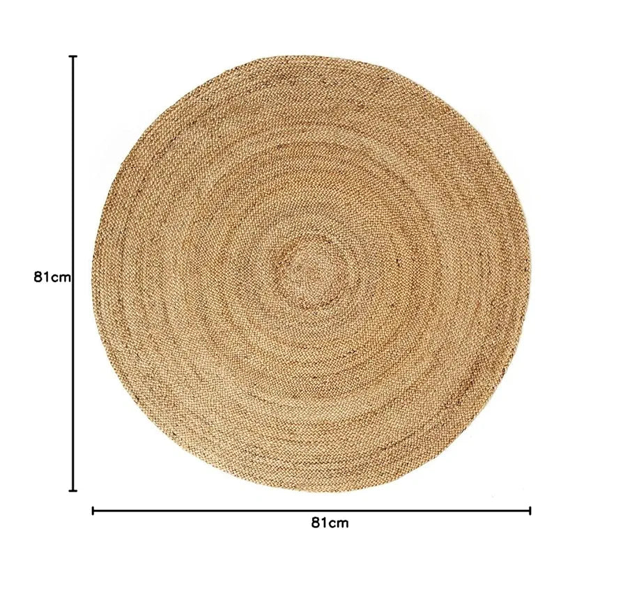 THE HOME TALK Natural Handcrafted Braided Round Jute Rug- 80CM|Traditional Carpet for Living Room,Kitchen,Entryway,Bedroom,Dining Room|Rustic Bohemian Decor| Anti-Skid Carpets for Centre Table