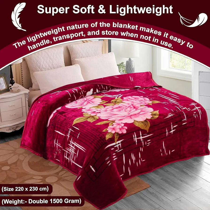 Premium Super Soft Cloudy Printed Mink Double Bed Blanket for All Season, Ultrasoft & Cozy Single Ply Blanket | |220 x 230 Cm 