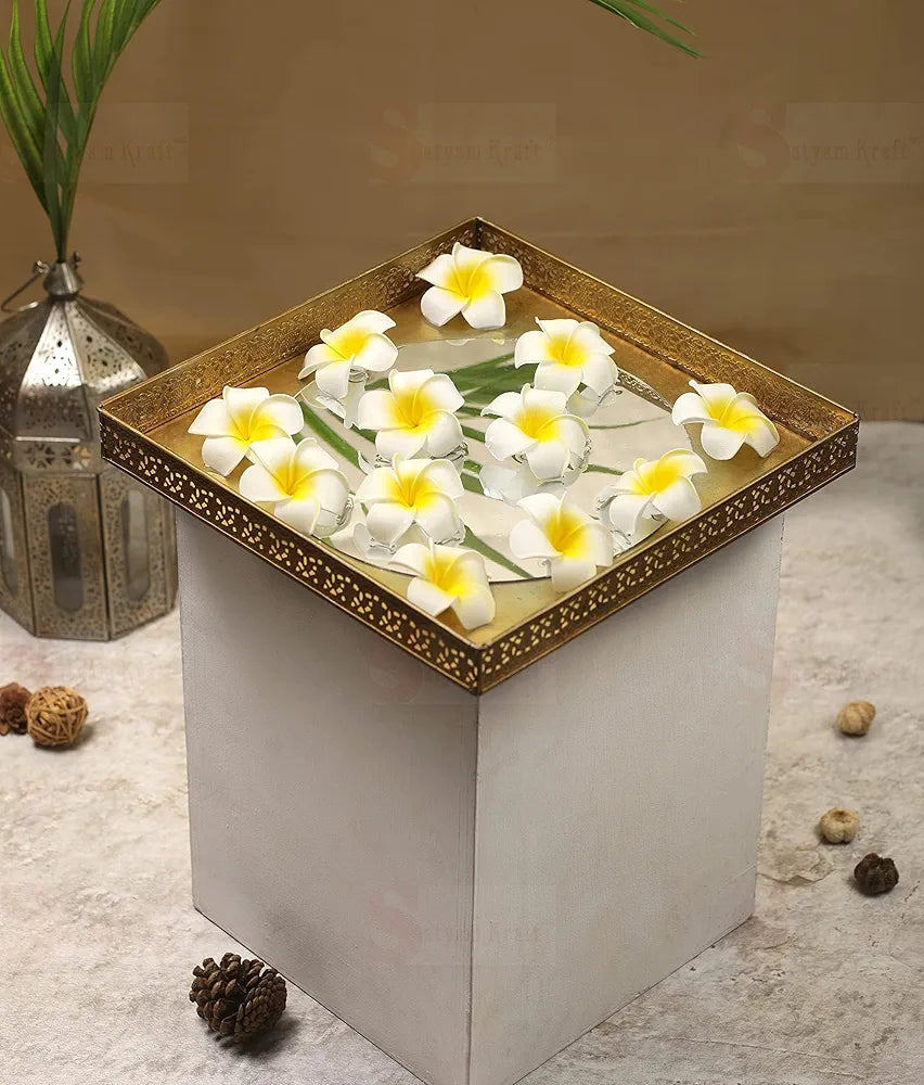 SATYAM KRAFT 12 Pcs Artificial Big Foam Hawaii Water Floating Flowers for Pooja Thali, Home Decor, Table, Badroom, Navratri, Diwali, Mandir, Pooja Room Decor, Festival Events Decoration, DIY Craft